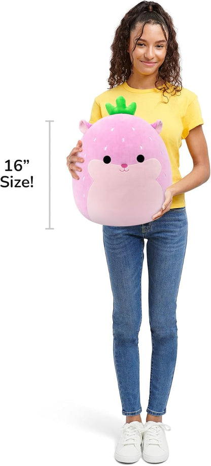 Squishmallows Original 16-Inch Davi the Strawberry Hamster - Official Jazwares Plush