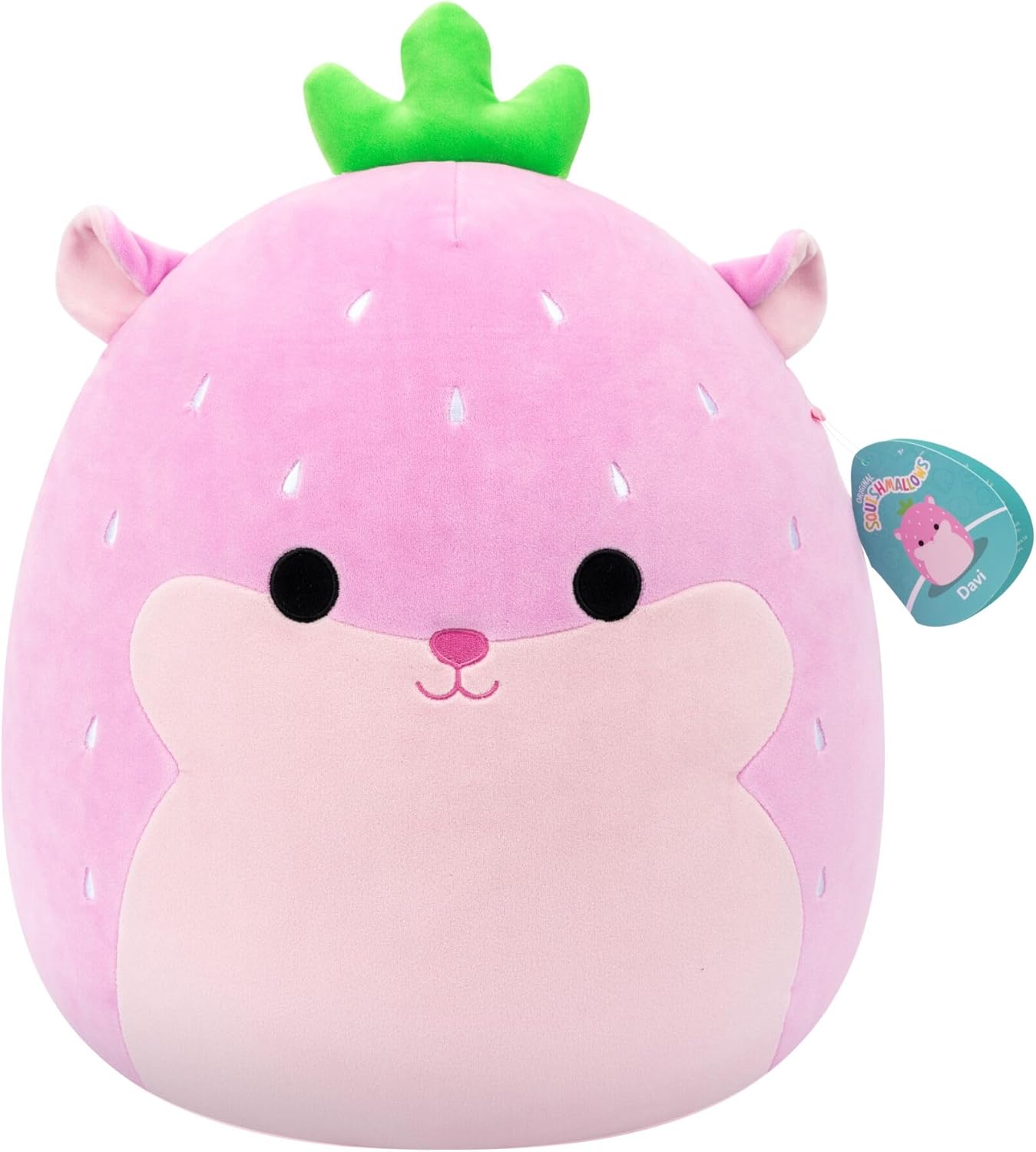 Squishmallows Original 16-Inch Davi the Strawberry Hamster - Official Jazwares Plush