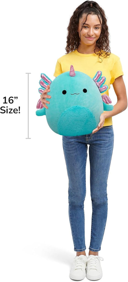 Squishmallows Original 16-Inch Bellamy the Teal Axolotl Alicorn - Official Jazwares Plush