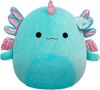 Squishmallows Original 16-Inch Bellamy the Teal Axolotl Alicorn - Official Jazwares Plush