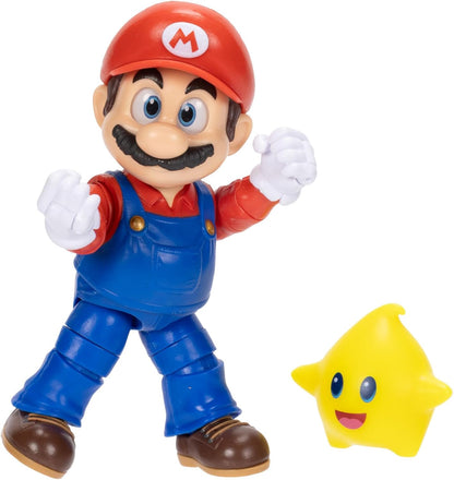 The Super Mario Galaxy Movie - Mario Figuur 12 cm Accessoire Gele Luma Ster Fosforescerend - Officiële Licentie Jakks Pacific - 22 Articulatiepunten Acryl Ogen - Nintendo - 3+ Jaar
