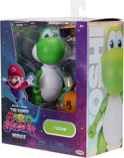 Jakks Pacific The Super Mario Galaxy Movie Yoshi 5" / 12.7cm Action Figure with Accessory, Officially Licensed, 20 Points of Articulation, Includes Cap, Sunglasses and Satchel, for Ages 3+