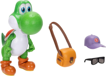 Jakks Pacific The Super Mario Galaxy Movie Yoshi 5" / 12.7cm Action Figure with Accessory, Officially Licensed, 20 Points of Articulation, Includes Cap, Sunglasses and Satchel, for Ages 3+
