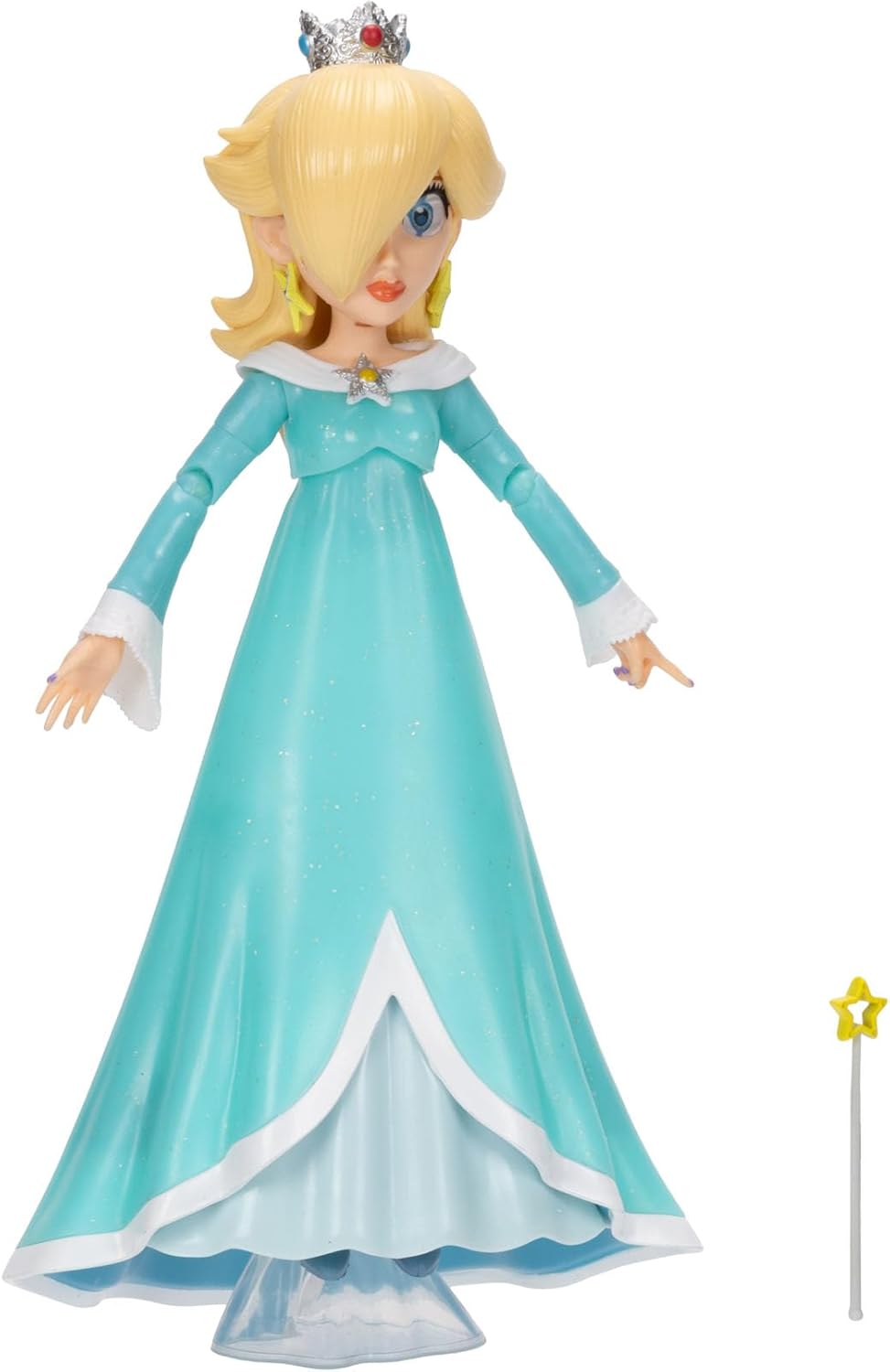 Action figure di Rosalina da 12,7 cm (5 pollici) tratta dal film Super Mario Galaxy, con accessorio, licenza ufficiale Jakks Pacific, 10 punti di articolazione, include la Bacchetta Stellare