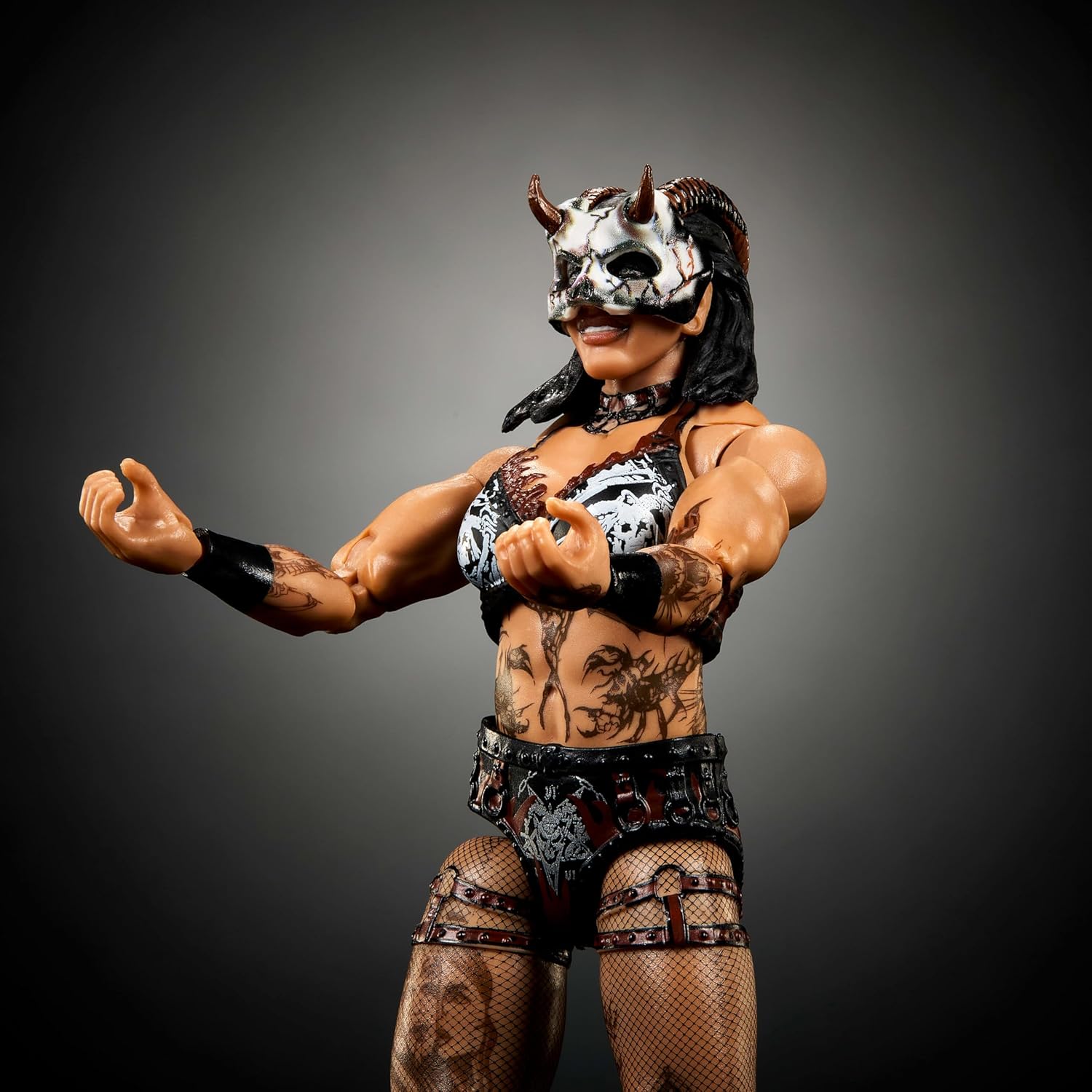 Mattel WWE Ultimate Edition Action Figure & Accessories Set, Rhea Ripley 6-inch Collectible with Swappable Heads & Hands, 30 Articulation Points, JHV96