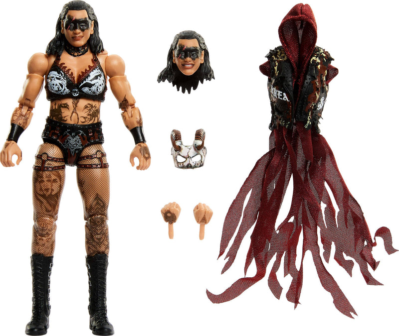 Mattel WWE Ultimate Edition Action Figure & Accessories Set, Rhea Ripley 6-inch Collectible with Swappable Heads & Hands, 30 Articulation Points, JHV96