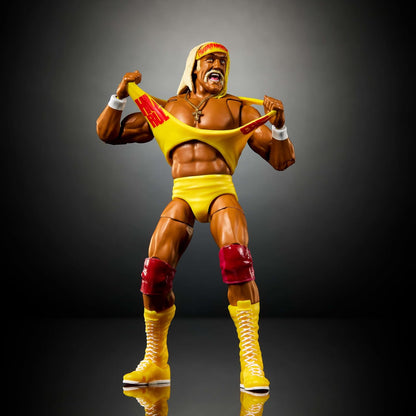 Mattel WWE Ultimate Edition Action Figure & Accessories Set, Hulk Hogan 6-inch Collectible with Swappable Heads & Hands, 30 Articulation Points, JHV95
