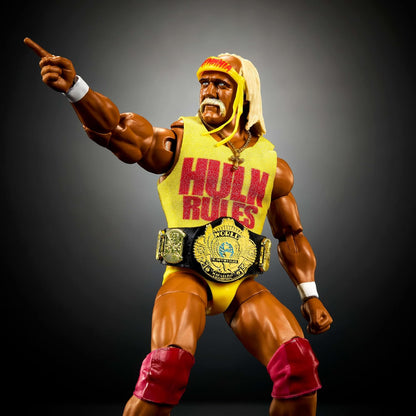 Mattel WWE Ultimate Edition Action Figure & Accessories Set, Hulk Hogan 6-inch Collectible with Swappable Heads & Hands, 30 Articulation Points, JHV95