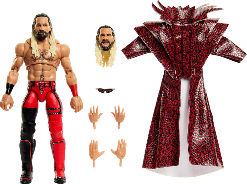 Mattel WWE Ultimate Edition Action Figure & Accessories Set, Seth Rollins 6-inch Collectible with Swappable Heads & Hands, 30 Articulation Points, JHV94