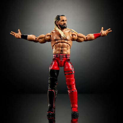 Mattel WWE Ultimate Edition Action Figure & Accessories Set, Seth Rollins 6-inch Collectible with Swappable Heads & Hands, 30 Articulation Points, JHV94