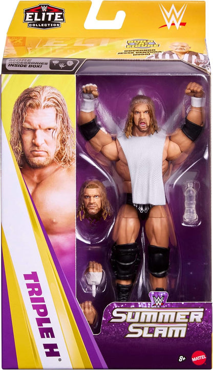 Mattel WWE Elite Collection Action Figure & Accessories, Premium Live Event Triple H Set, SummerSlam Series with Jesse “The Body” Ventura Build-A-Figure Parts, JHX80