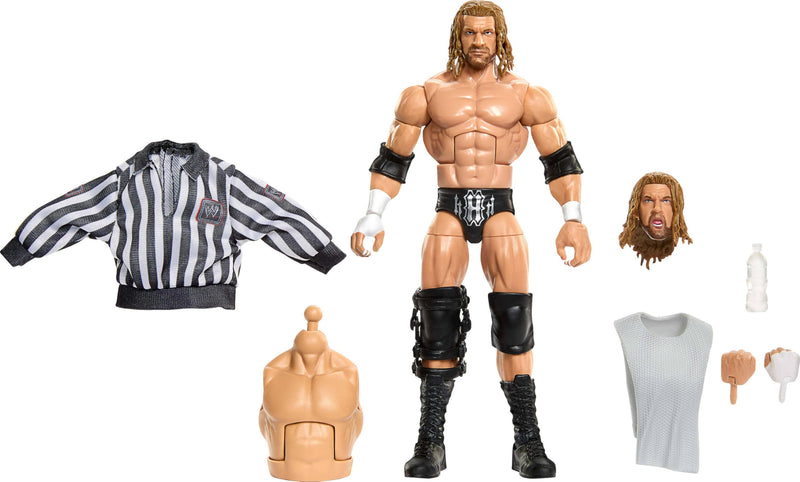 Mattel WWE Elite Collection Action Figure & Accessories, Premium Live Event Triple H Set, SummerSlam Series with Jesse “The Body” Ventura Build-A-Figure Parts, JHX80