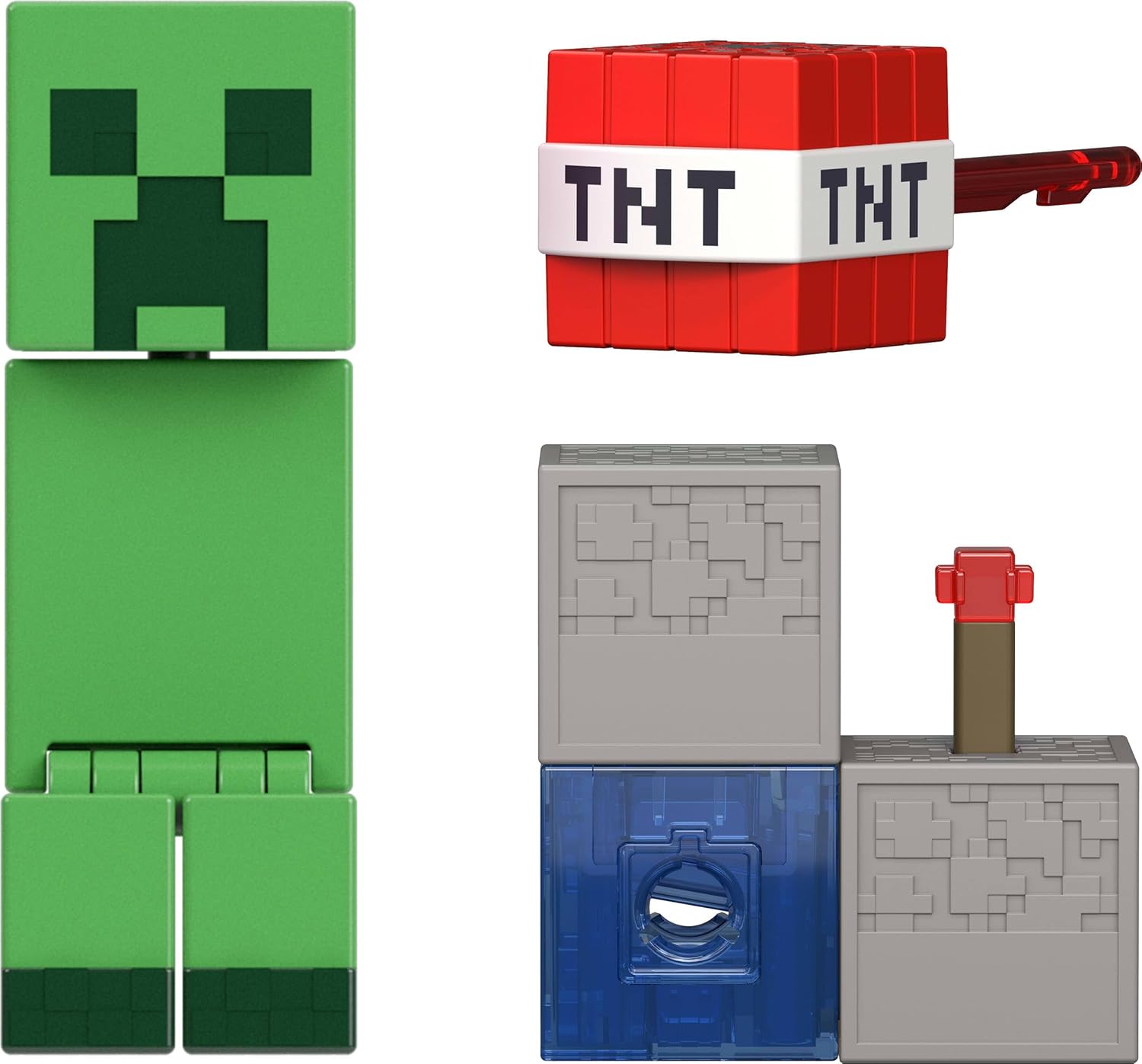 Mattel Minecraft - Creeper Pietra Rossa, set da collezione ispirato al videogioco con action figure del personaggio Creeper, accessorio e Pezzo da Costruzione Pietra Rossa incluso, 6+ anni, JJR92
