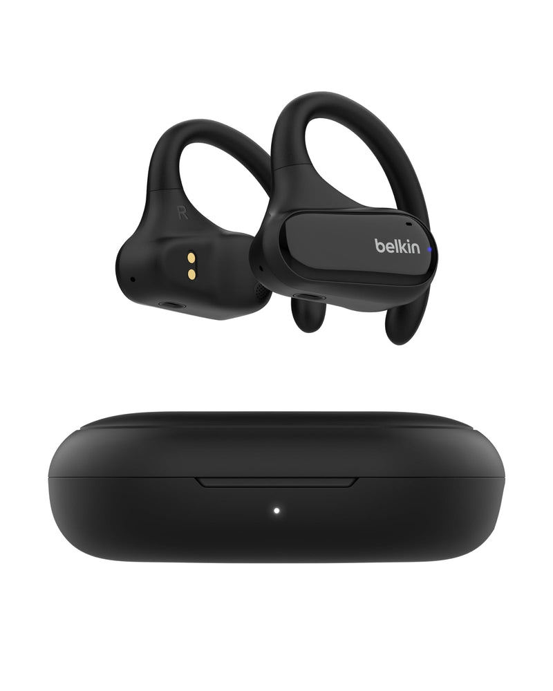 Belkin SoundForm ClearFit Open-Ear Headphones, lightweight wireless earphones with ENC, Bluetooth earbuds with ear hooks, clear calls, 26H playtime, IPX5 running and gym headphones for sports
