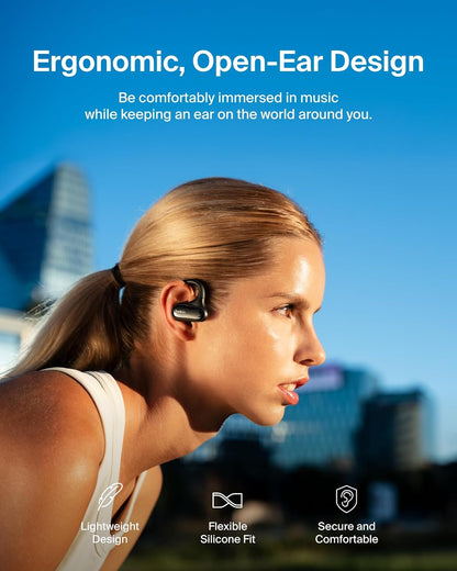 Belkin SoundForm ClearFit Open-Ear Headphones, lightweight wireless earphones with ENC, Bluetooth earbuds with ear hooks, clear calls, 26H playtime, IPX5 running and gym headphones for sports