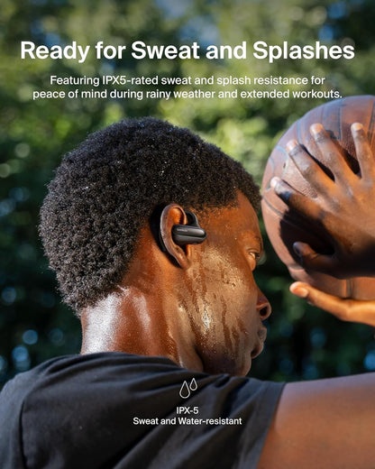 Belkin SoundForm ClearFit Open-Ear Headphones, lightweight wireless earphones with ENC, Bluetooth earbuds with ear hooks, clear calls, 26H playtime, IPX5 running and gym headphones for sports