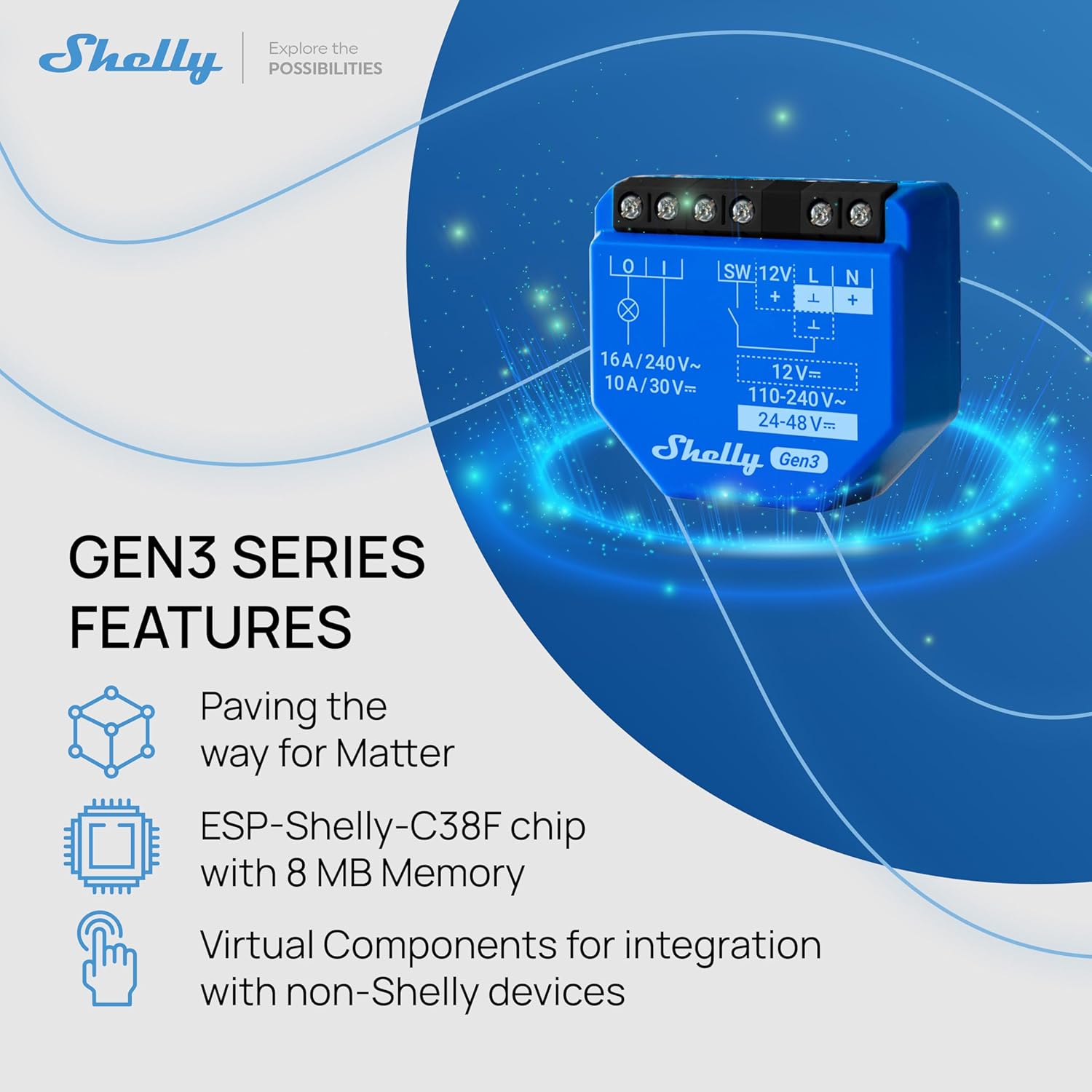 Shelly Relais ``1 Gen3 4er Pack`` max 16A