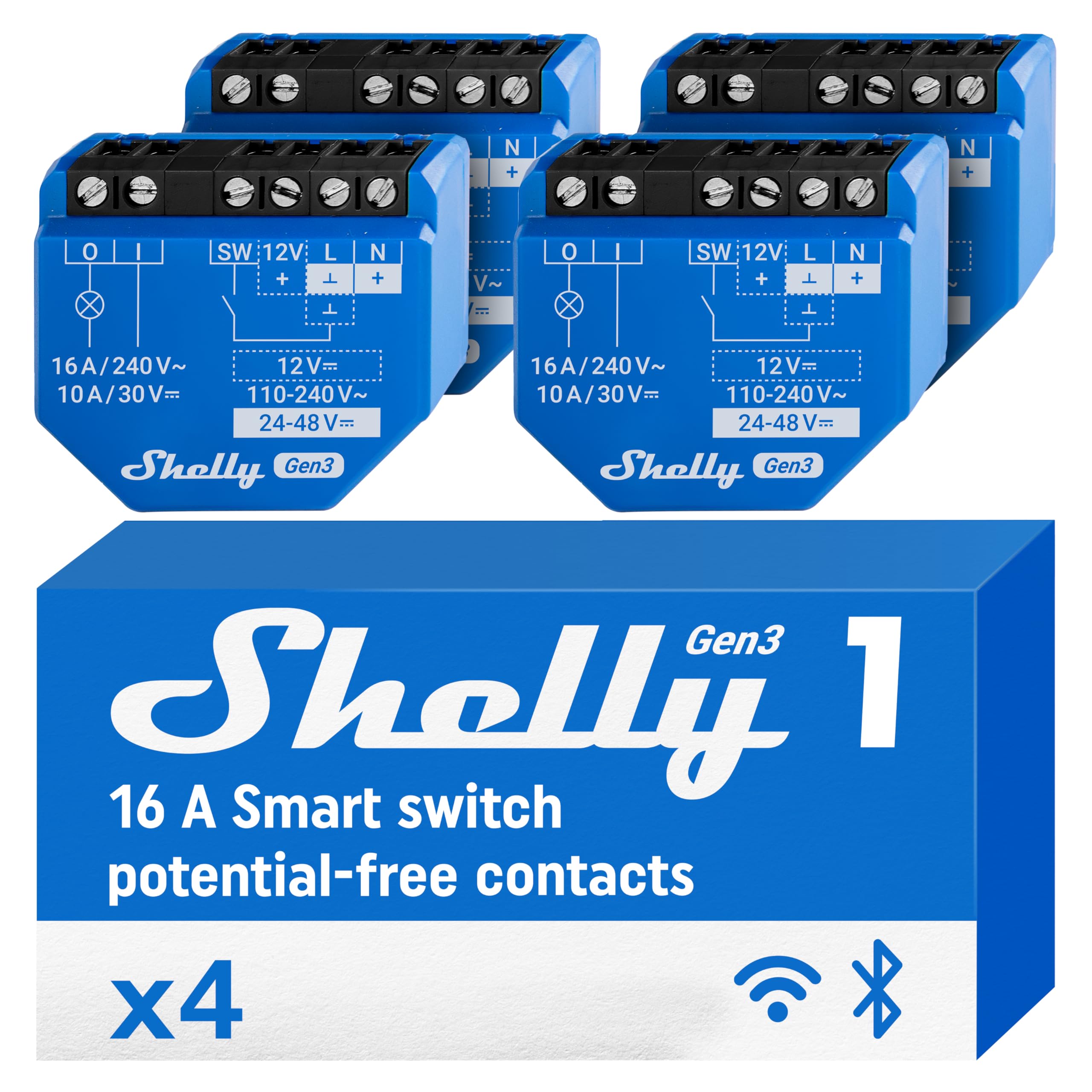 Shelly Relais ``1 Gen3 4er Pack`` max 16A