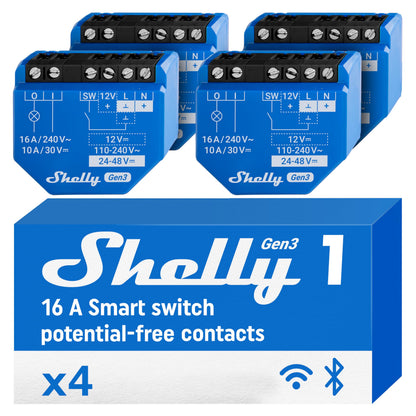 Shelly Relais ``1 Gen3 4er Pack`` max 16A