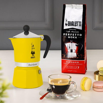 Bialetti Rainbow Caffettiera Colorata, Alluminio, Giallo, 3 Tazze