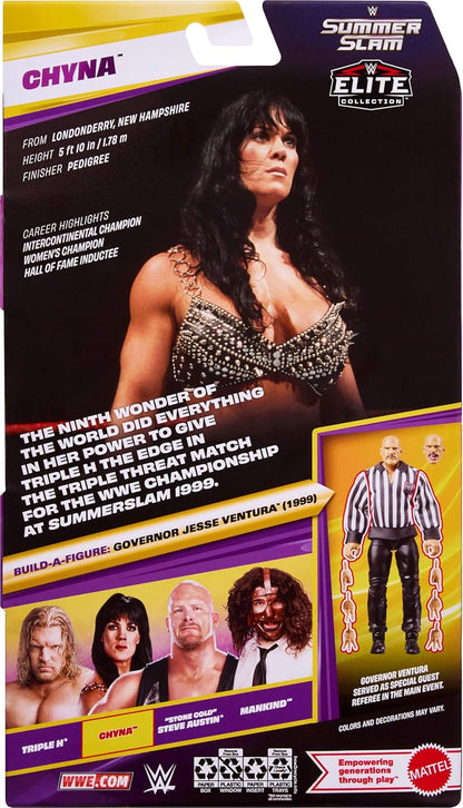 Mattel WWE Elite Collection Action Figure & Accessories, Premium Live Event Chyna Set, SummerSlam Series with Jesse “The Body” Ventura Build-A-Figure Parts