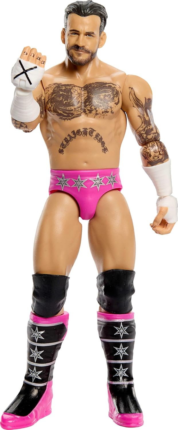 Mattel WWE CM Punk Action Figure, Main Event Series #164, 6-inch Collectible Superstar with 14 Articulation Points & Life-Like Look, JHJ07