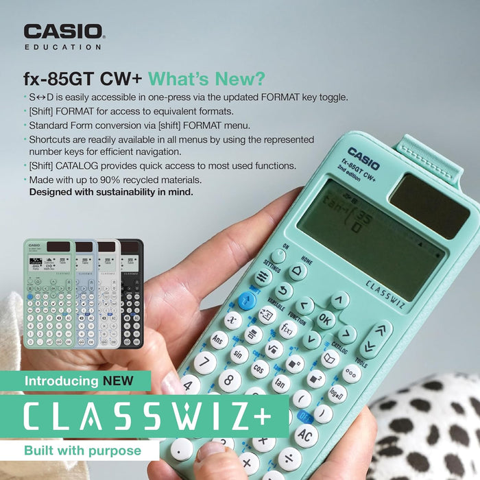 Casio fx-85GTCW+ Scientific Calculator White (UK Version) - Upgrade from previous fx-85GTCW model