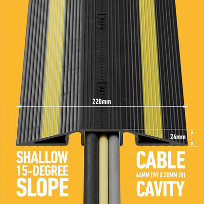 D-Line Ultra Drop Over Cable Protector – Lightweight, Durable, and High-Visibility Cable Cover - 1x 1m Length c/w connecting rods - 46mm (W) x 20mm (H) Cable Cavity