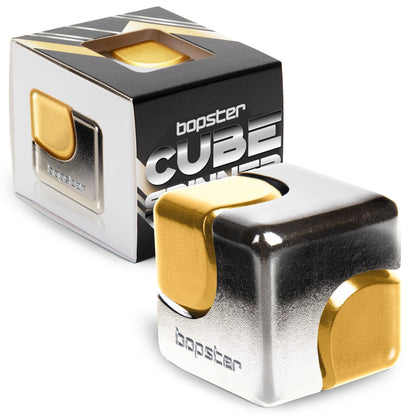bopster Fidget Cube Handspinner | Handspinner aus eloxiertem Metall | Sensorisches Zappelspielzeug und Stressabbau für Kinder und Erwachsene | ADHS, ADS, Autismus | Silber & Gold
