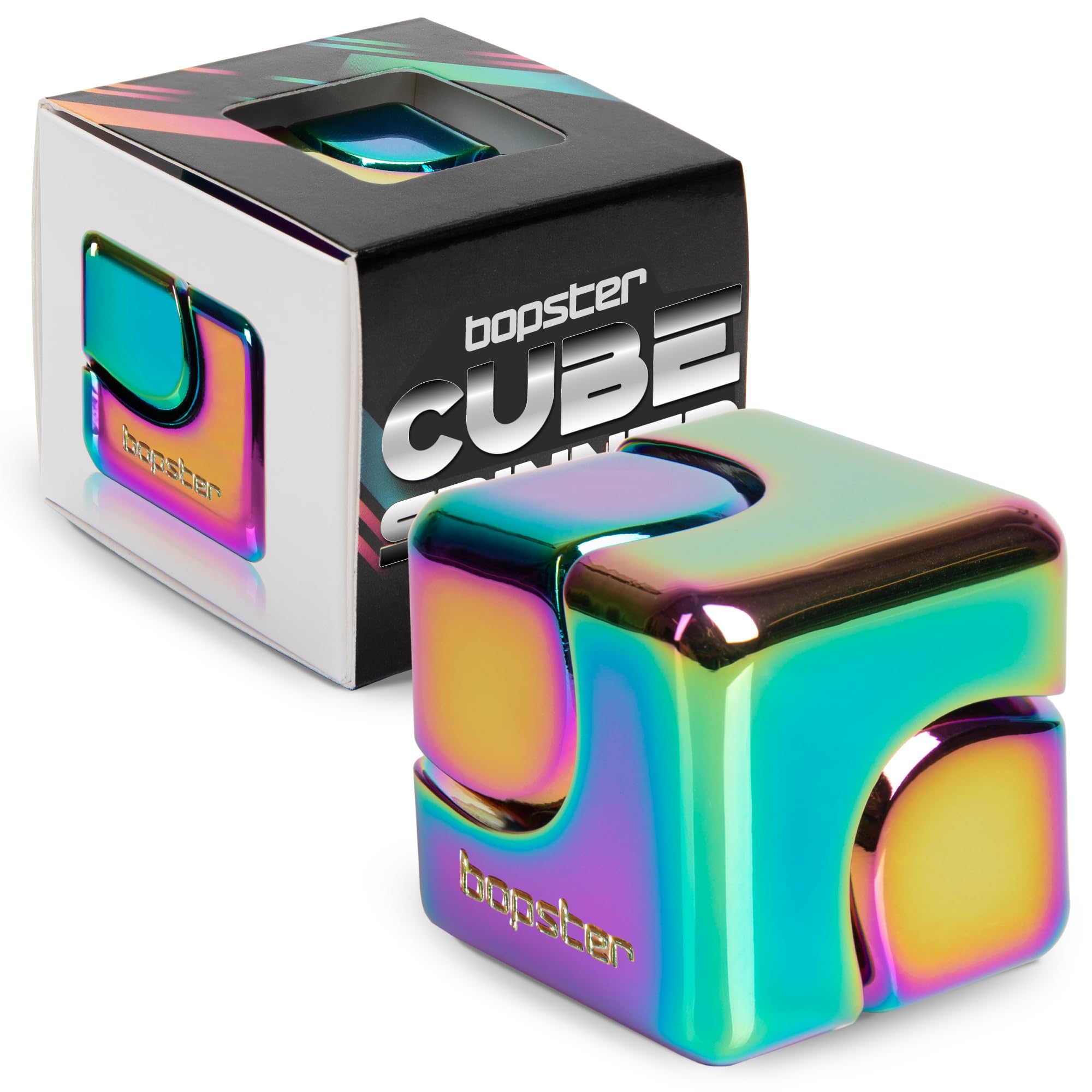 bopster Fidget Cube Handspinner | Handspinner aus eloxiertem Metall | Sensorisches Spielzeug und Stressabbau für Kinder und Erwachsene | ADHS, ADS, Autismus Schimmernd