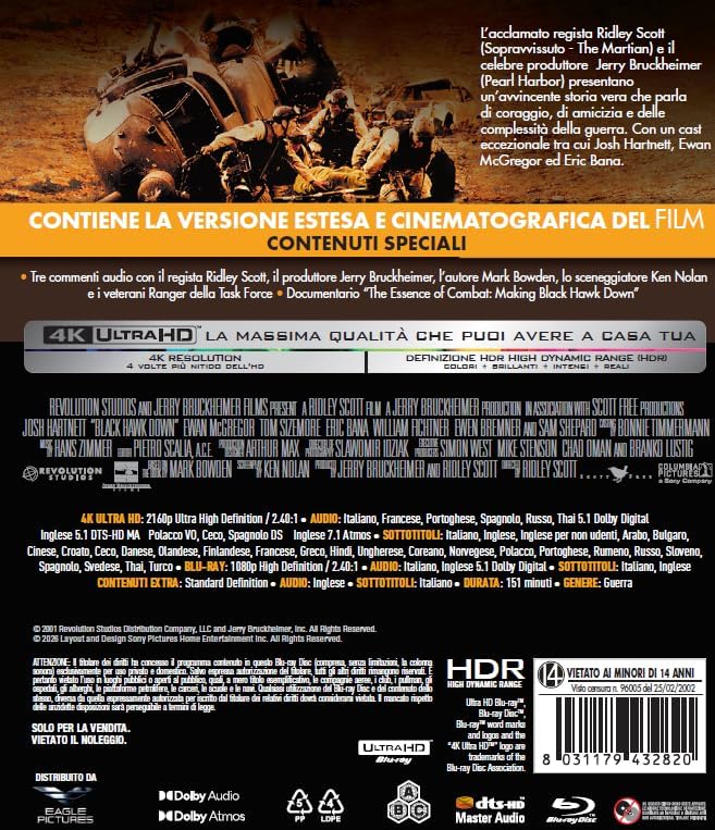 Blu-Ray 4K Uhd Black Hawk Down (4K Ultra Hd + Blu-Ray