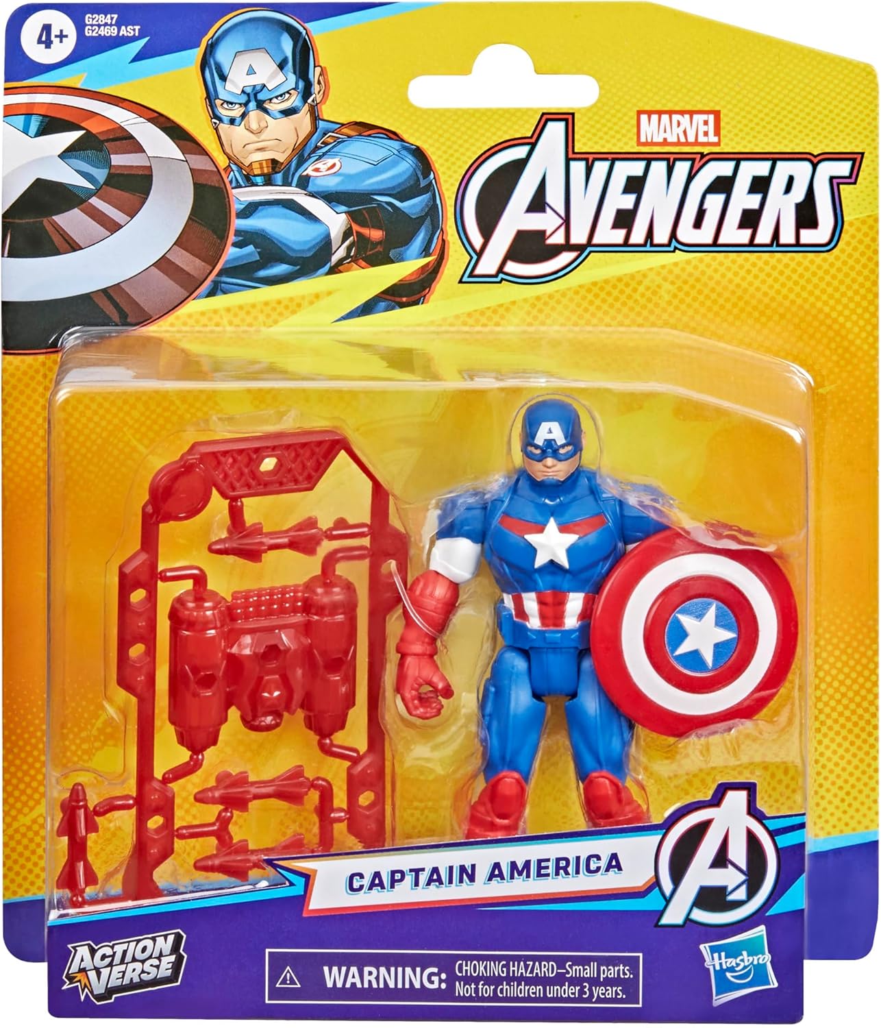Marvel Avengers ActionVerse Captain America Action Figure & Accessories, 11.4-cm (4.5 inch) Super Hero Toys & Figures for Children, Ages 4+