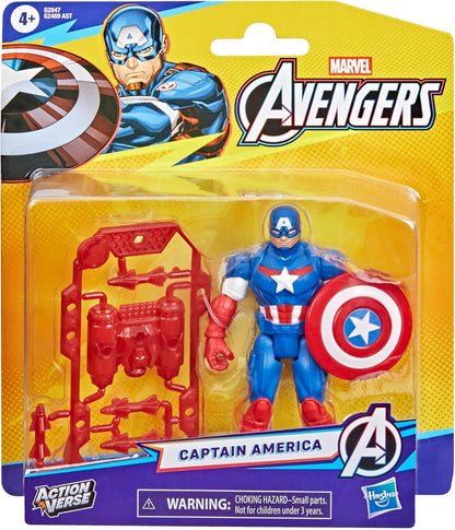 Marvel Avengers ActionVerse Captain America Action Figure & Accessories, 11.4-cm (4.5 inch) Super Hero Toys & Figures for Children, Ages 4+