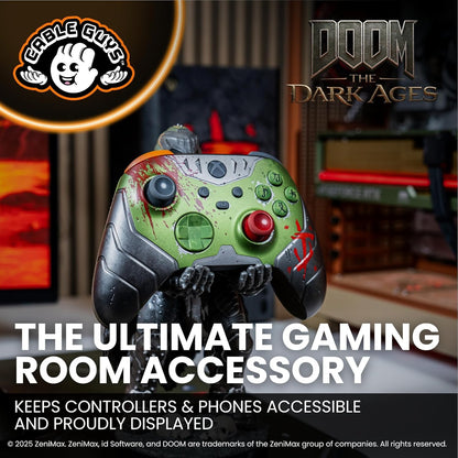 Cableguys Doomslayer Controller Holder & Phone Stand - Gaming Accessories for Room and Desk Setup, Holder Compatible with Xbox, PlayStation & Most Standard Game Controllers