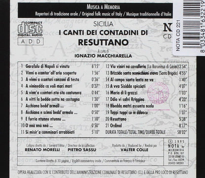 Sicilia Resuttano I Canti Dei Contadini