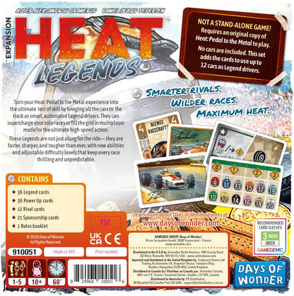 Asmodee | Heat: Legends | Board Game Expansion | Ages 10+ | 1-6 Players | 30-60 Minutes Playing Time