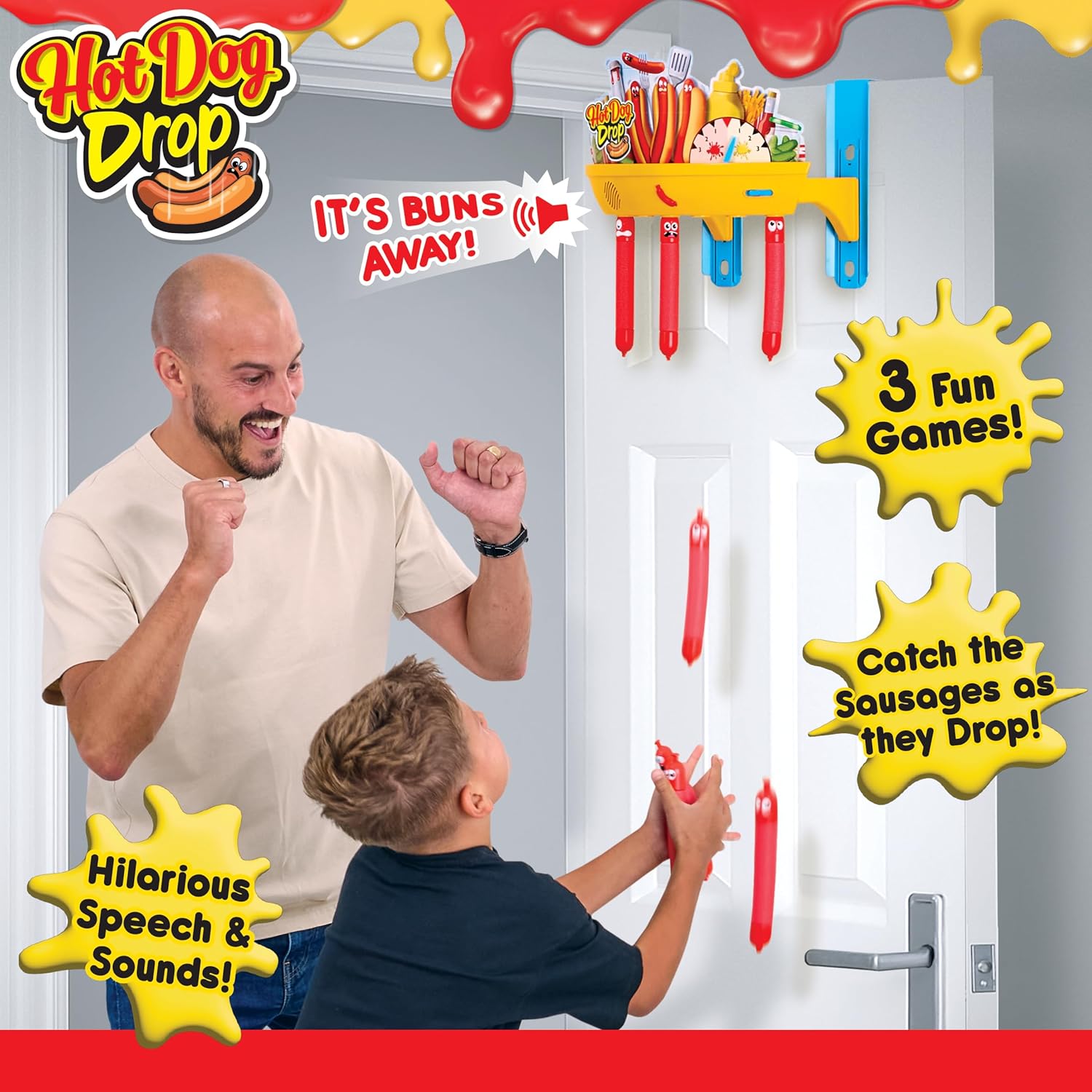 Electronic Baton Drop Reaction Game With Sound Effects For Whole Family. Sausage Catching Game For 5 Years And Up.