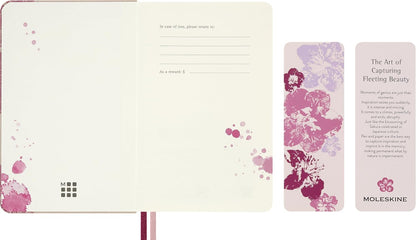 Moleskine Ruled Notebook Sakura - Hard Fabric Cover with Elastic Closure, Includes Themed Greeting Cards, Stickers and Bookmark, Pocket Size 9 x 14 cm