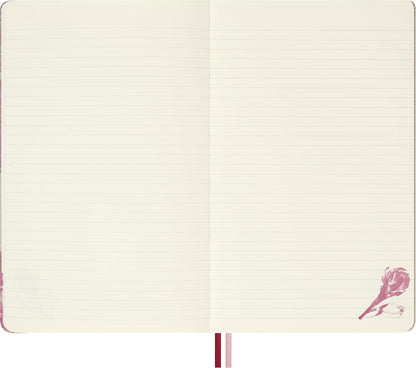 Moleskine Ruled Notebook Sakura - Hard Fabric Cover with Elastic Closure, Includes Themed Greeting Cards, Stickers and Bookmark, Large Size 13 x 21 cm