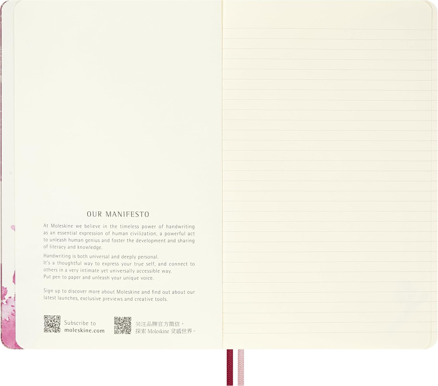 Moleskine Ruled Notebook Sakura - Hard Fabric Cover with Elastic Closure, Includes Themed Greeting Cards, Stickers and Bookmark, Large Size 13 x 21 cm