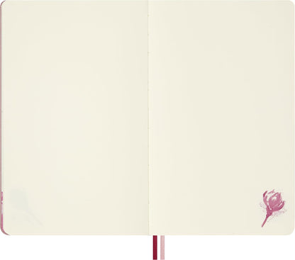 Moleskine Blank Notebook Sakura - Hard Fabric Cover with Elastic Closure, Includes Themed Greeting Cards, Stickers and Bookmark, Large Size 13 x 21 cm