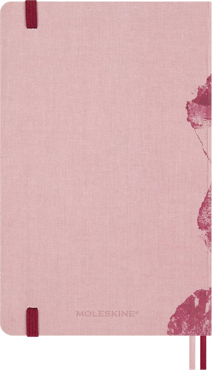 Moleskine Blank Notebook Sakura - Hard Fabric Cover with Elastic Closure, Includes Themed Greeting Cards, Stickers and Bookmark, Large Size 13 x 21 cm