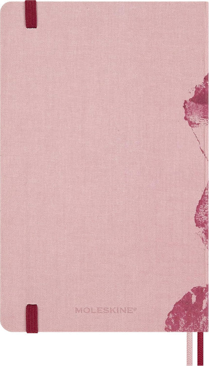 Moleskine Blank Notebook Sakura - Hard Fabric Cover with Elastic Closure, Includes Themed Greeting Cards, Stickers and Bookmark, Large Size 13 x 21 cm