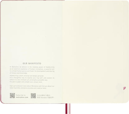 Moleskine Blank Notebook Sakura - Hard Fabric Cover with Elastic Closure, Includes Themed Greeting Cards, Stickers and Bookmark, Large Size 13 x 21 cm