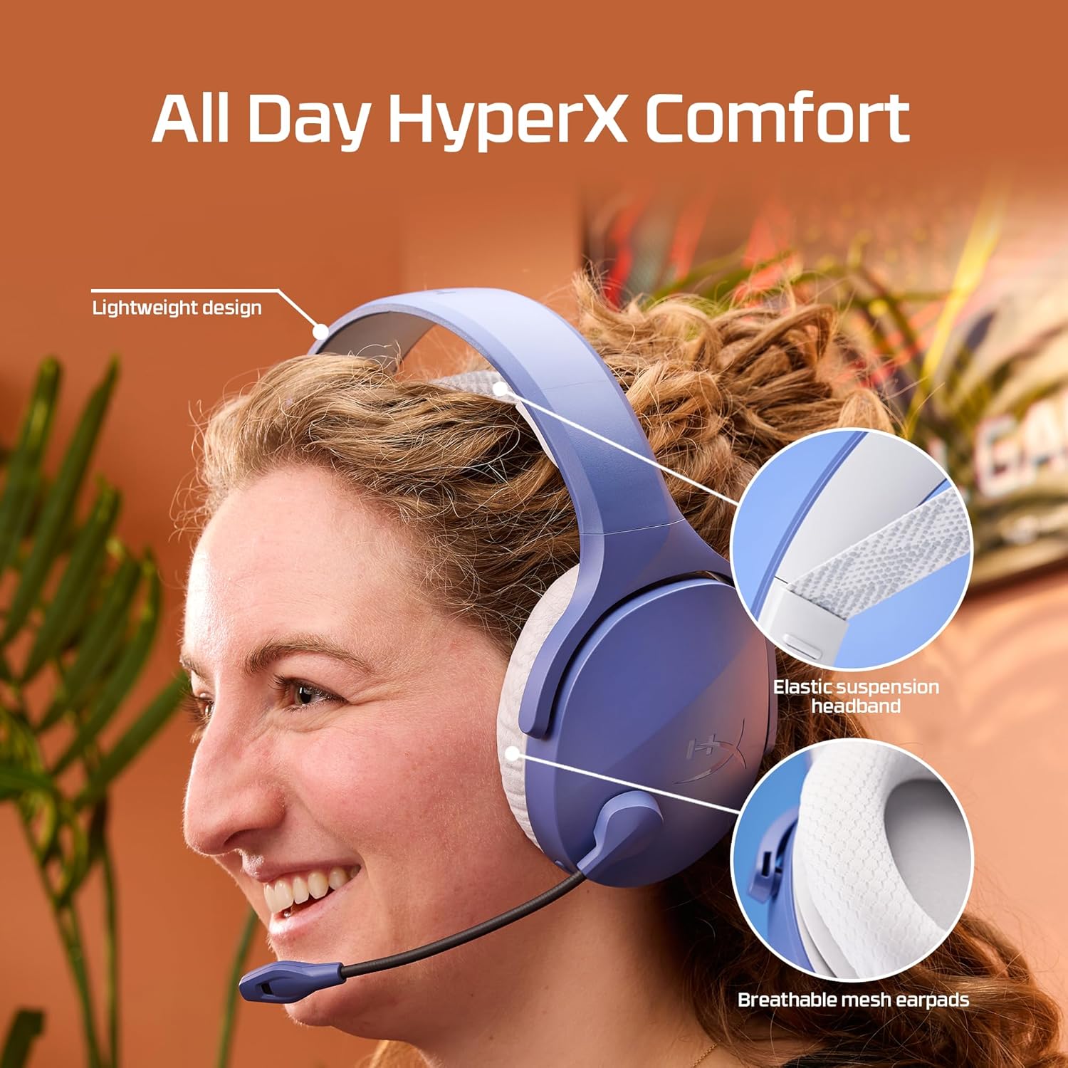 HyperX Cloud Jet - Cuffie da gioco Dual Wireless da 2,4 GHz e Bluetooth, PC, Mac, PS5, PS4, driver da 40 mm, durata della batteria 25 ore, microfono girevole a mute, design leggero, blu