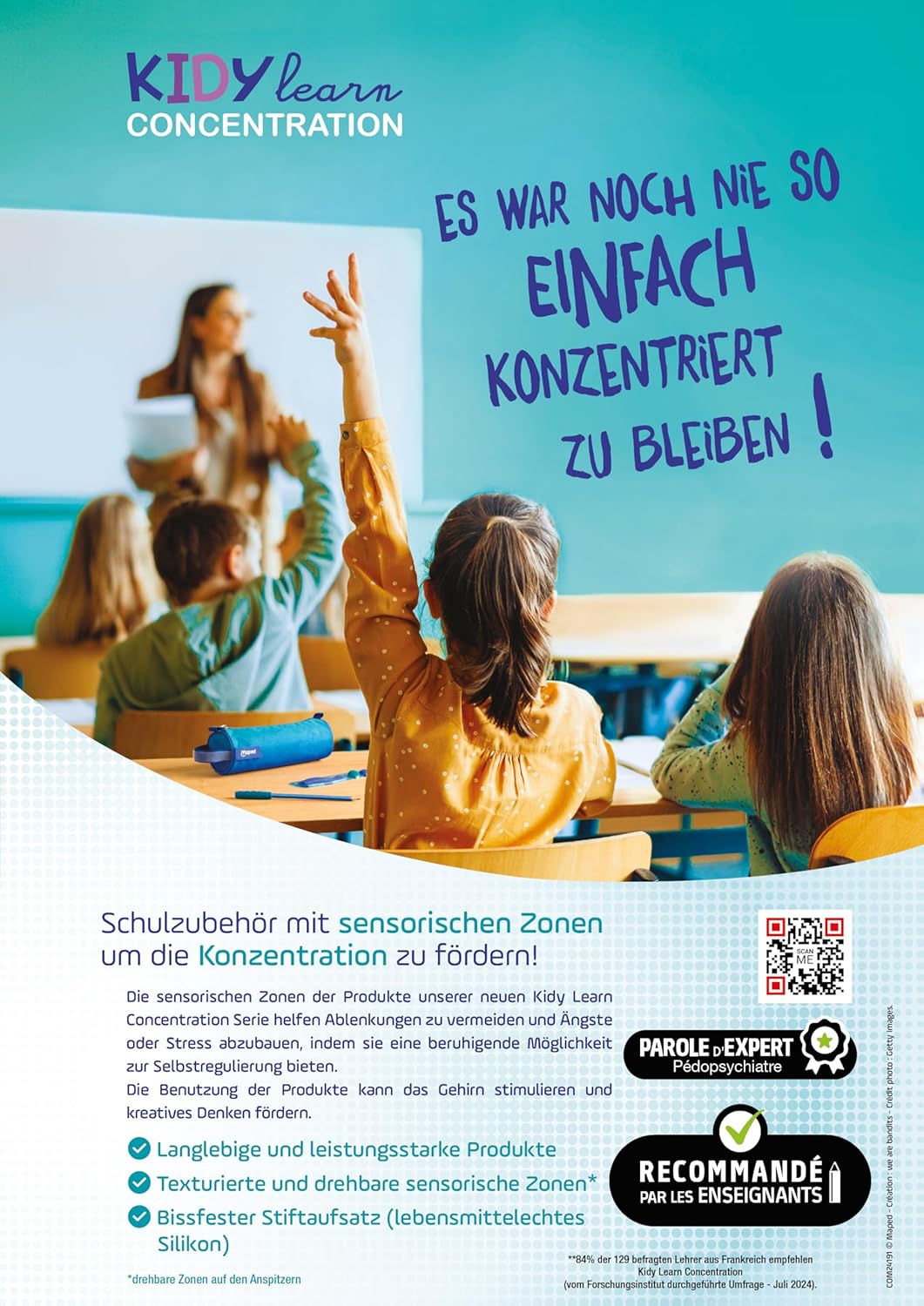 Maped - Pennenslijper met 1 gat Kidy Learn concentratie - Met Tank - Zachte draaibare ringen - Clean-functie - Grote capaciteit reserve