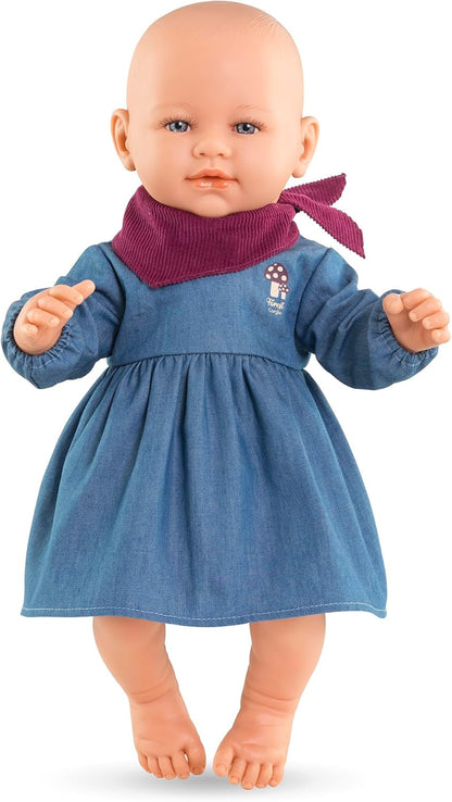 Corolle - 9000160230 Long Sleeve Jeans & Small Explorer Scarf Dress Poppon Garment 42 cm from 2 Years