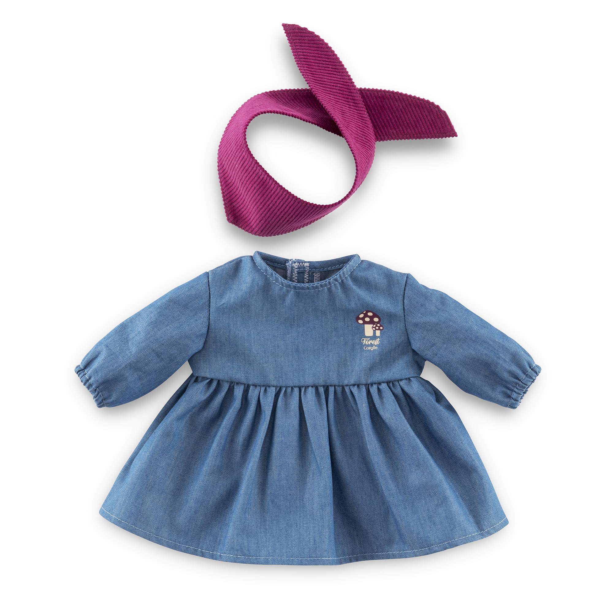 Corolle - 9000160230 Long Sleeve Jeans & Small Explorer Scarf Dress Poppon Garment 42 cm from 2 Years