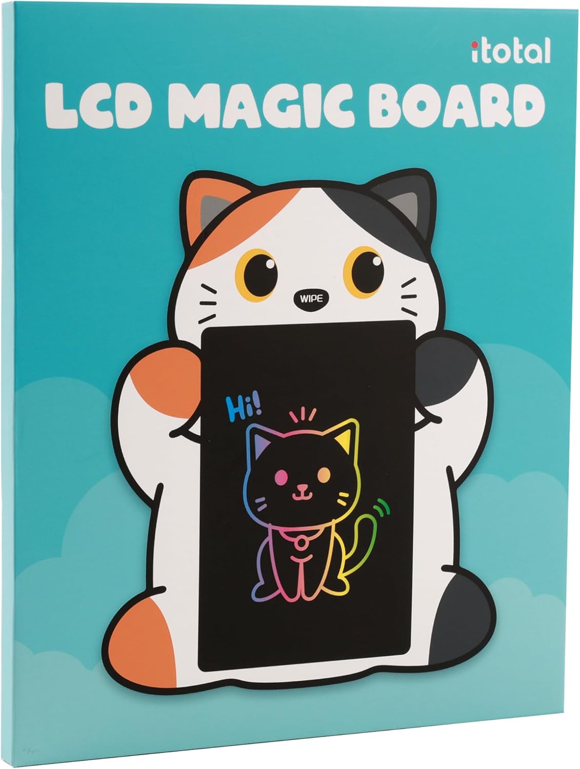 I-TOTAL - Toverbord met Schattig Dier – Pen Inbegrepen, Eenvoudig Wissen met één Klik op de Neus – Perfect voor Tekenen, Krabbelen en Leren (ORANGE CAT