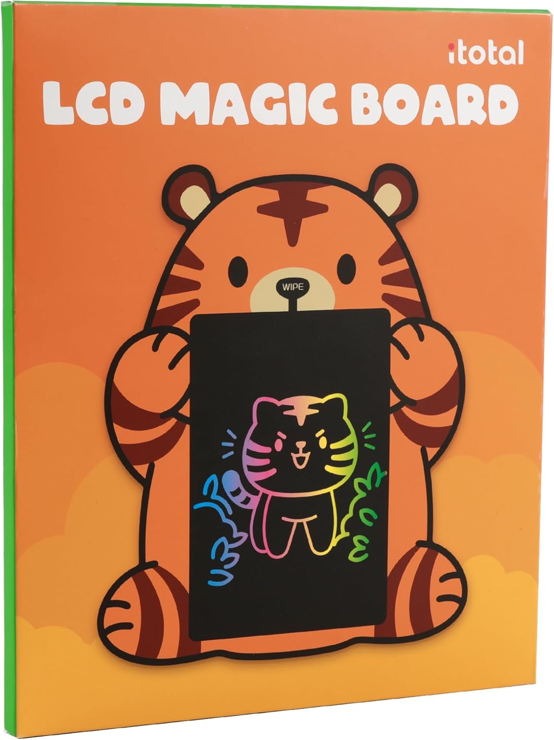 I-TOTAL - Toverbord met Schattig Dier – Pen Inbegrepen, Eenvoudig Wissen met één Klik op de Neus – Perfect voor Tekenen, Krabbelen en Leren (TIGER